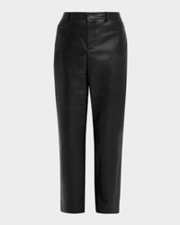 Mid-Rise Straight Leather Pants