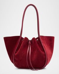 Large Ruched Suede Tote Bag