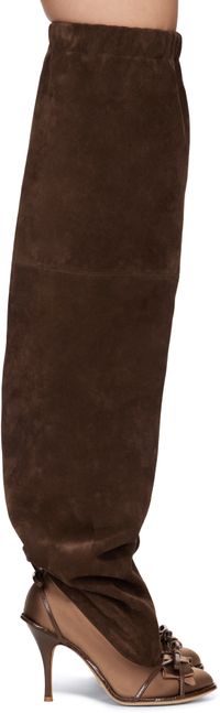 ALL-IN Brown Double Thigh High Tall Boots