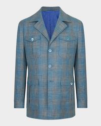 Men's Plaid Four-Pocket Field Jacket