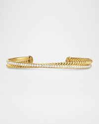 Crossover 2 Row Bracelet with Diamonds in 18K Gold, 6mm