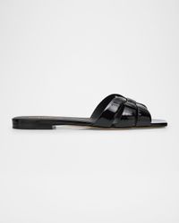 Nu Pieds Woven Patent Flat Sandals