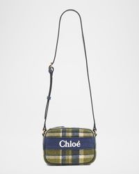 Kid's Checked Camera Shoulder Bag