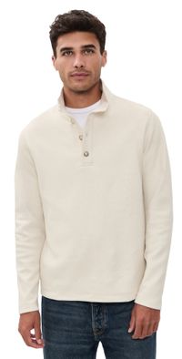 Vince Button Mock Neck Long Sleeve H Bone S