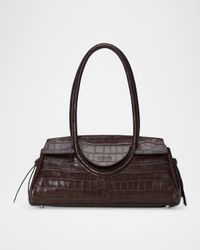 Maude Croc-Embossed Leather Shoulder Bag