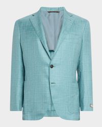 Men's Cashmere, Silk and Linen Windowpane Sport Coat