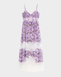 Tiered Lace-Inset Maxi Dress