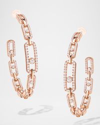 MOVE LINK 18K MEDIUM DIAMOND HOOP EARRINGS