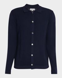 Men's Wool Jacquard Button-Front Sweater