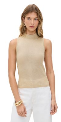 alice + olivia Darcey Metallic Tank Gold M