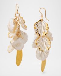 Freshwater Pearl Gold Leaf Earrings