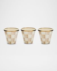 Mocha Check Herb Pots, Set of 3