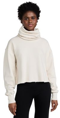 Les Tien Corey Crop Cowl Neck Sweatshirt Ivory S