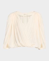 Vivian Draped Cape-Sleeve Top
