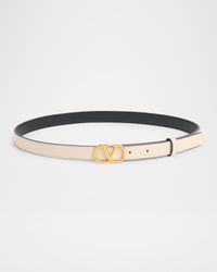 VLOGO Signature Leather Skinny Belt
