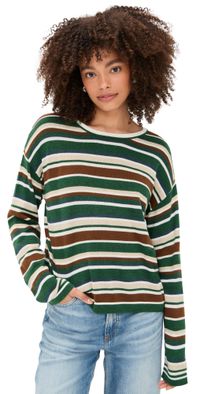Little Lies Verity Stripe Top Green M/L