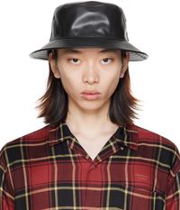 UNDERCOVER Black Faux-Leather Bucket Hat