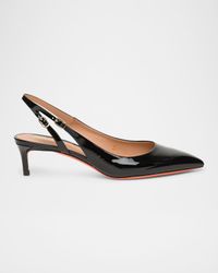 Audrey Patent Kitten Slingback Pumps