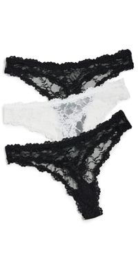HONEYDEW Maria Lace Thong 3 Pack Black/Ivory/Black S