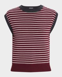 Striped Wool-Cashmere Knit Sleeveless Sweater