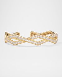 Pave Stax Cuff Bracelet with Diamonds in 18K Gold, 13mm