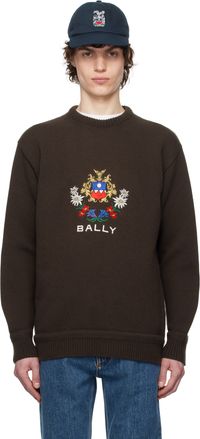 Bally Brown Alpine Flowers Crewneck Sweater