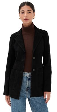 Róhe Suede Cinched Blazer Black 42