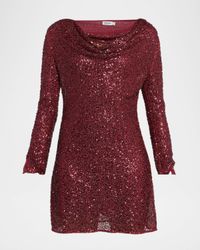 Emmy Cowl-Neck Bead & Sequin Mini Dress
