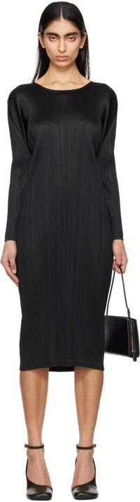 PLEATS PLEASE ISSEY MIYAKE Black Monthly Colors February Midi Dress