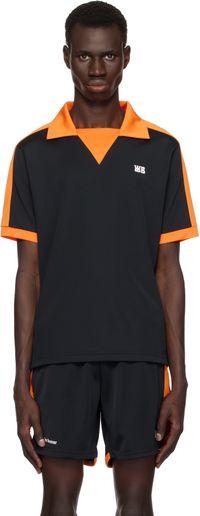 Wales Bonner Polo Home noir et orange en jersey