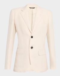 Torino Antigua Linen-Silk Single-Breasted Jacket