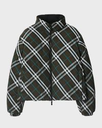 Reversible Check Short Puffer Jacket