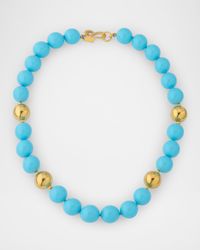 Turquoise and Gold Beads Necklace