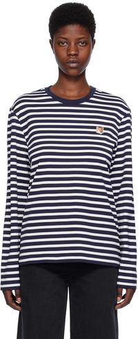Maison Kitsuné Navy & White Fox Head Marin Long Sleeve T-Shirt