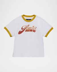 Kid's Groovy Logo-Print Ringer T-Shirt, Size 4-12