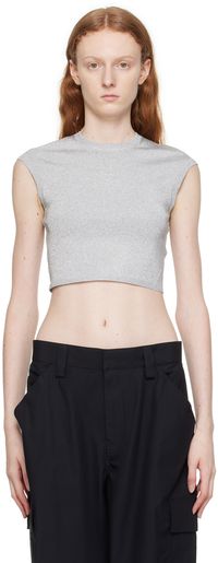 alexanderwang.t Silver Cropped T-Shirt