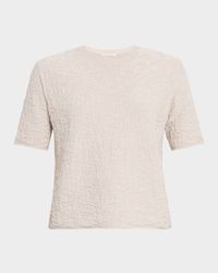 Boxy Crewneck Textured Jacquard Sweater