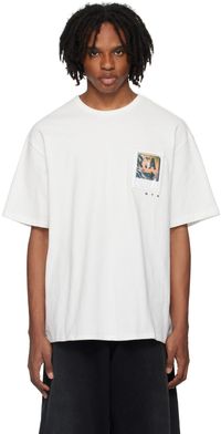 RTA T-shirt blanc à poche à empiècement de style photo