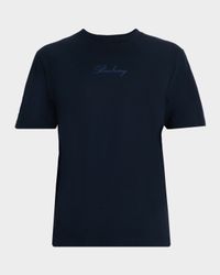 Men's Check Cursive Logo Cotton T-Shirt