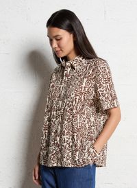 Maison 123 - Chemise droite ajourée à motifs - Taille 2XL - Marron