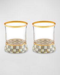 Sterling Check Tumbler Glass, Set of 2