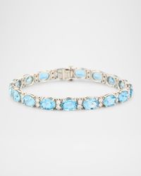 Platinum Aquamarine Tennis Bracelet