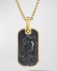 Men's Forged Carbon Tag Pendant in 18K Gold, 34.5mm