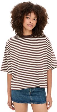 Lioness Bloom Short Sleeve Dark Chocolate Stripe M