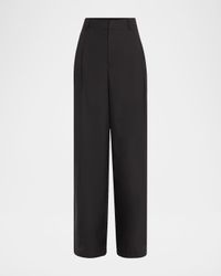 Techno Cotton Poplin Pleated Wide-Leg Sartorial Pants