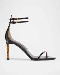 Patent Leather Double Ankle Strap Sandals