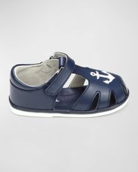 Boy's Sawyer Nautical Caged Leather Sandals, Baby