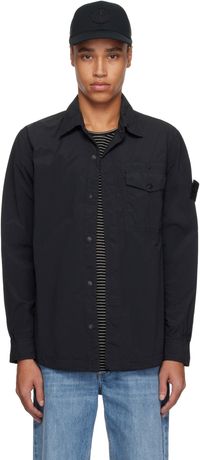 Stone Island Black Nylon Smerigliato Ghost Overshirt