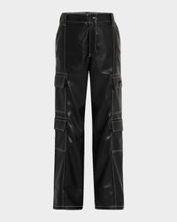 Men's Baggy Faux-Leather Cargo Pants