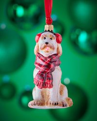 Labradoodle in Ear Muffs and Bushy Scarf Christmas Ornament
